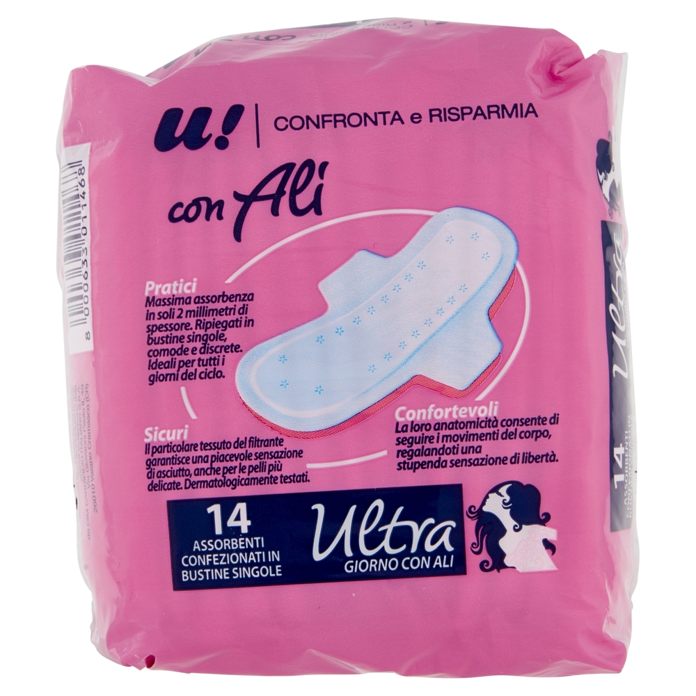 14 Assorbenti Giorno Ultra con Ali U! Confronta e Risparmia